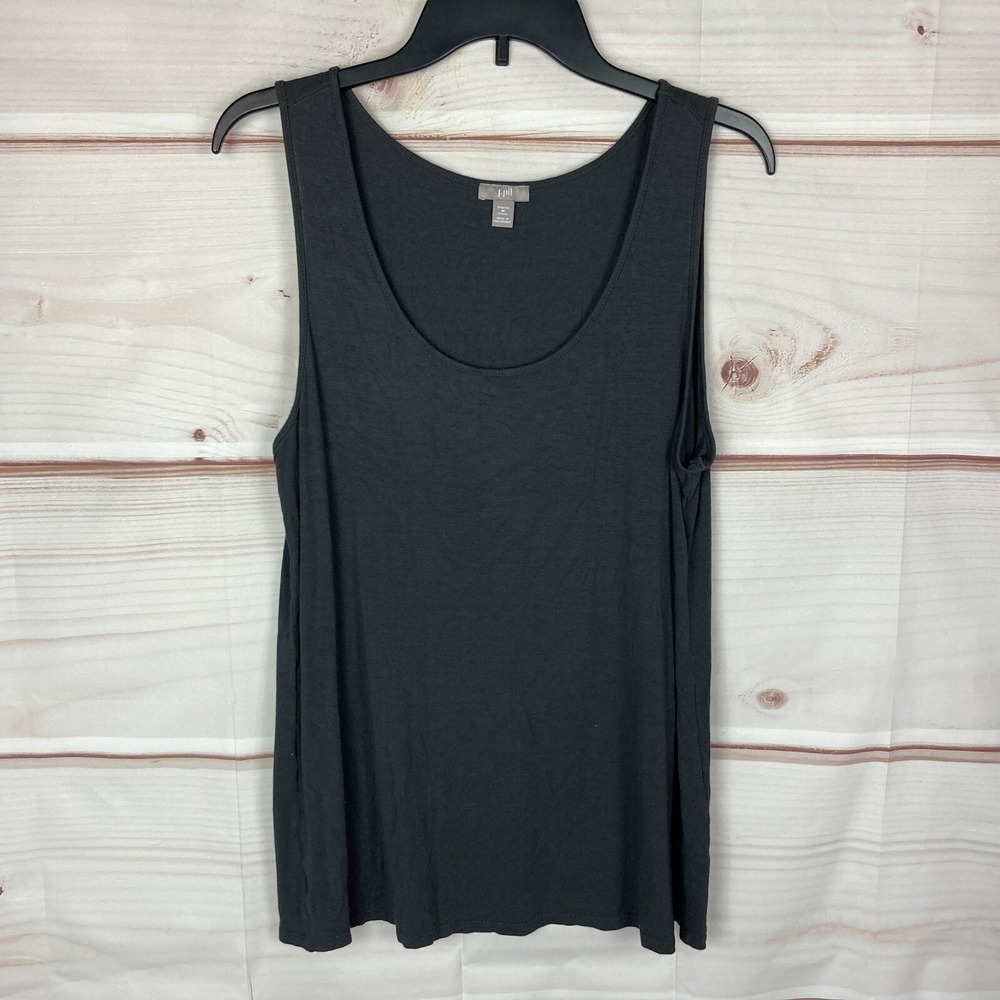 J.‎ Jill Top Womens PM Petite Gray Stretch Knit Sleeveless Tank Scoop Neck Basic